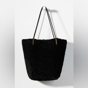 Anthropologie Sherpa Akimbo Black Faux Shearling Tote Bag